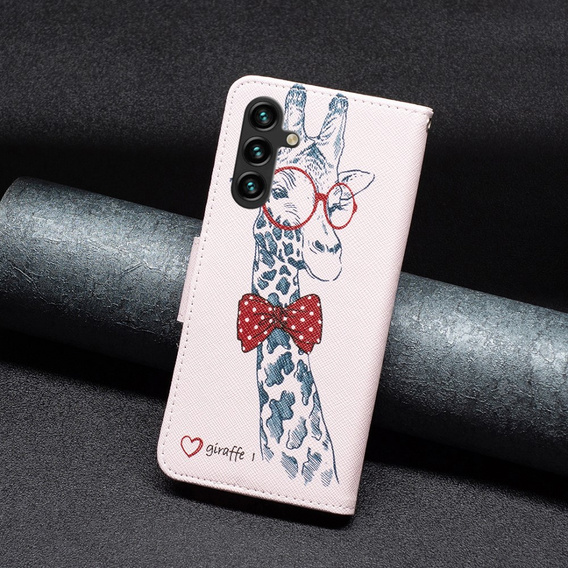 Θήκη με πτερύγιο για Samsung Galaxy A05s, Wallet, giraffe, ροζ