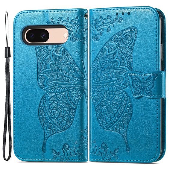 Θήκη με πτερύγιο για Google Pixel 8A, Butterfly, μπλε