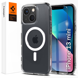 Θήκη MagSafe Spigen για iPhone 13 Mini, Ultra Hybrid, λευκή + Μετριασμένο γυαλί 9H
