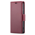 Θήκη για Oppo Reno 12 Pro, ERBORD Glossy Litchi, πορτοφόλι με πτερύγιο, κόκκινη