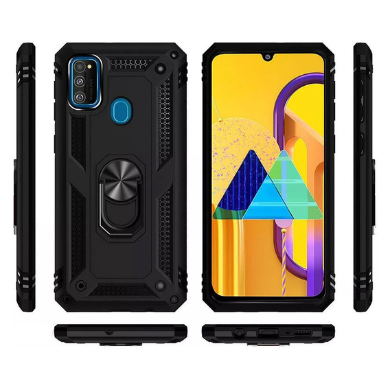 θωρακισμένη θήκη για Samsung Galaxy M21, Nox Case Ring, μαύρη