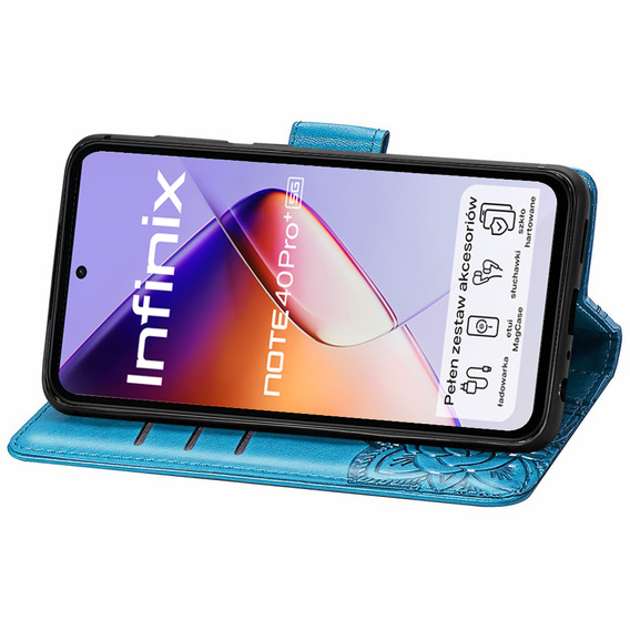 Θήκη με πτερύγιο για Infinix Note 40 Pro Plus, Butterfly, μπλε
