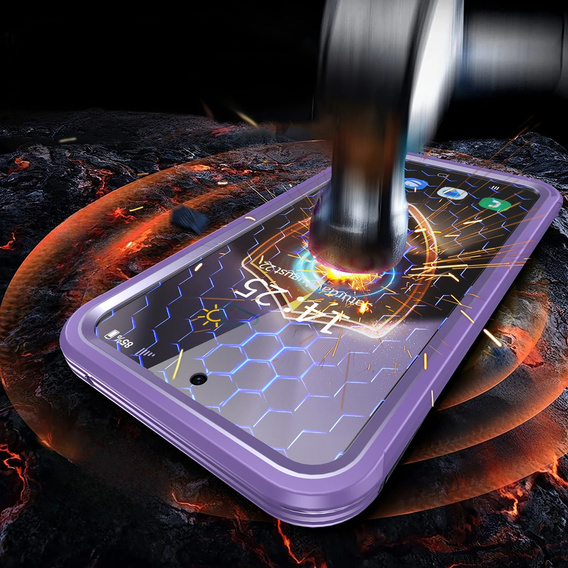 Θήκη για Samsung Galaxy S25+ Plus, Shockproof, με γυαλί, για MagSafe, μωβ