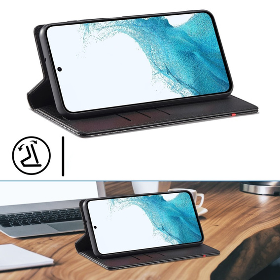 Θήκη με πτερύγιο για Samsung Galaxy S25, Carbon LC.IMEEKE, μαύρη