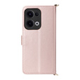 Θήκη με πτερύγιο για Oppo Reno 13 5G, Crossbody Leather Wallet, ροζ