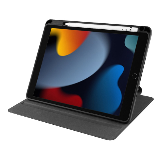 Θήκη για iPad 10.2" 2021/2020/2019 (9/8/7 gen.), με υποδοχή γραφίδας, περιστρεφόμενη κατά 360°, μαύρη