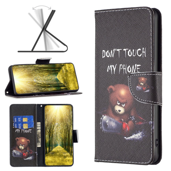 Θήκη με πτερύγιο για Infinix Hot 30, Wallet, Bear, μαύρη