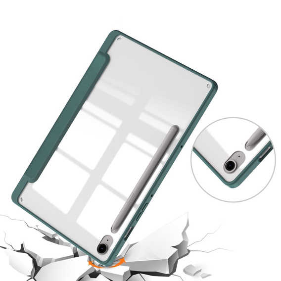 Θήκη για Samsung Galaxy Tab S10 Lite / S10 FE / S9 FE, Smartcase Hybrid, με χώρο για γραφίδα, σκούρα πράσινη