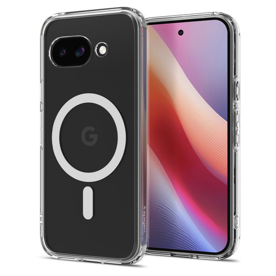 Θήκη MagSafe Spigen για Google Pixel 9A, Ultra Hybrid, διαφανής / λευκή + Μετριασμένο γυαλί 9H