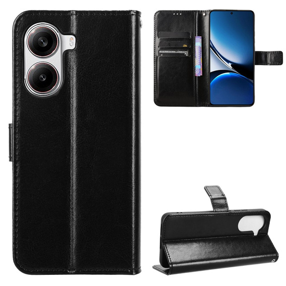 Θήκη με πτερύγιο για Xiaomi Poco X7 Pro 5G, Crazy Horse Wallet, μαύρη