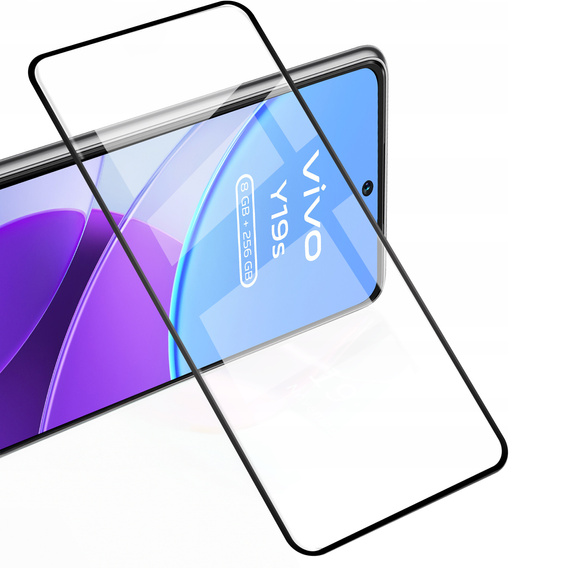Μετριασμένο γυαλί 3D για Vivo Y19s, μαύρο πλαίσιο