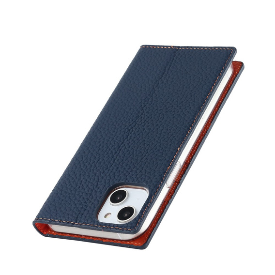 Θήκη με πτερύγιο για iPhone 14 Plus, Litchi Skin Grain, σκούρο μπλε