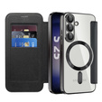 Θήκη με πτερύγιο για Samsung Galaxy S25, RFID Wallet MagSafe CamShield, μαύρη