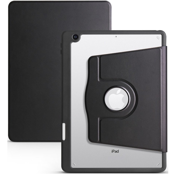 Θήκη για iPad 10.2" 2021/2020/2019 (9/8/7 gen.), με υποδοχή γραφίδας, περιστρεφόμενη κατά 360°, μαύρη