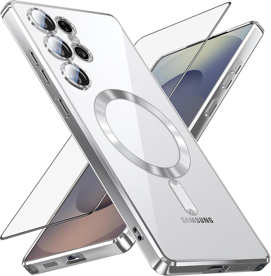 Θήκη για Samsung Galaxy S25 Ultra, Electro MagSafe, ασημένια + Γυαλί για την οθόνη