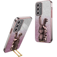 Θήκη για Samsung Galaxy A54 5G, Glitter Rabbit, με συρόμενη βάση στήριξης, ροζ