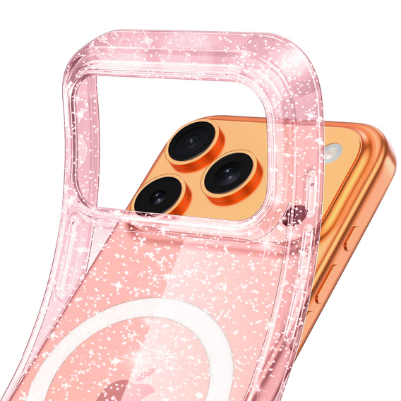 Θήκη για iPhone 17 Pro Max, για MagSafe, glitter - ημιδιαφανές ροζ