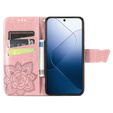 Θήκη με πτερύγιο για Xiaomi 14T Pro, Butterfly, ροζ rose gold