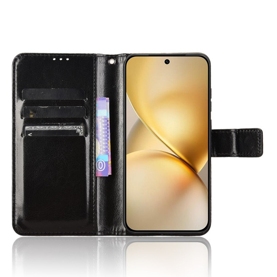 Θήκη με πτερύγιο για Vivo X200 Pro 5G, Crazy Horse Wallet, μαύρη