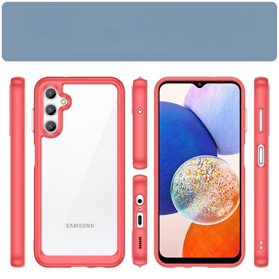 Θήκη για Samsung Galaxy A14 4G/5G, Fusion Hybrid, διαφανές / κόκκινο