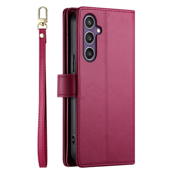 Θήκη με πτερύγιο για Samsung Galaxy S25, Wallet Zipper Pocket, κόκκινη