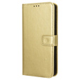 Θήκη με πτερύγιο για Motorola Edge 50 Ultra, Crazy Horse Wallet, χρυσή