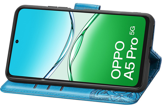 Θήκη με πτερύγιο για Oppo A5 Pro 5G, Butterfly, μπλε