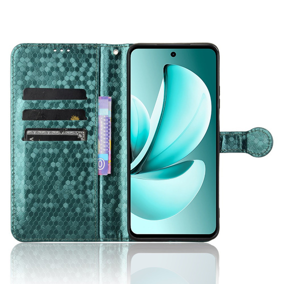 θήκη πτερύγιο για Realme C71, Wallet Rhombus, πράσινη