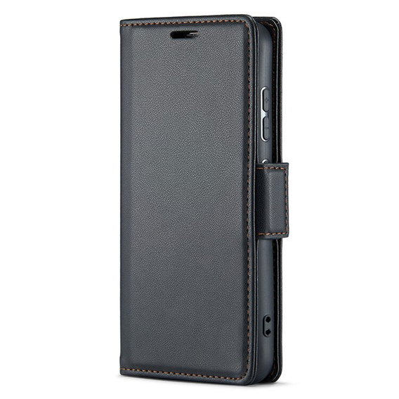 Θήκη για Oppo A18 4G / A38 4G, ERBORD Glossy Litchi, πορτοφόλι με πτερύγιο, μαύρη