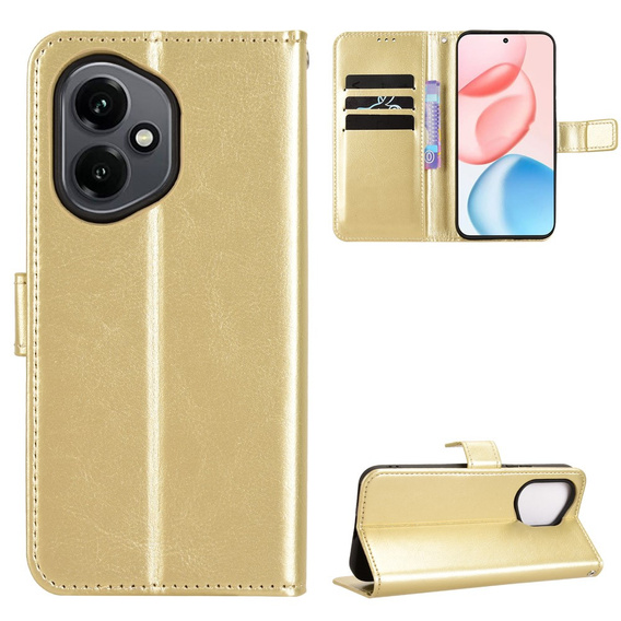 Θήκη με πτερύγιο για Honor 400 5G, Crazy Horse Wallet, χρυσή