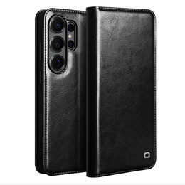Δερμάτινη θήκη Qialino με πτυσσόμενο κάλυμμα Wallet για Samsung Galaxy S26 Ultra, μαύρη