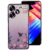 Θήκη για Infinix Hot 30, Glitter Flower, μωβ