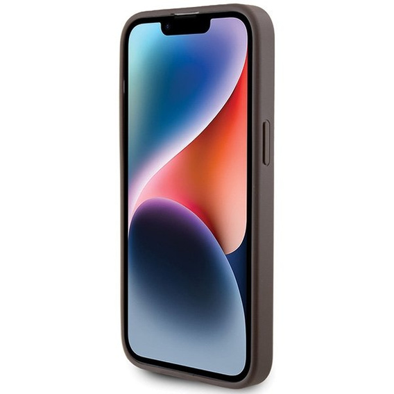 GUESS Θήκη για iPhone 15 Pro Max, 4G Metal Gold Logo, καφέ