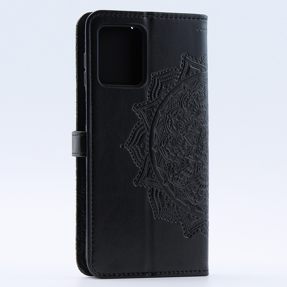 Θήκη με πτερύγιο για Motorola Moto G54 5G, Mandala, μαύρη