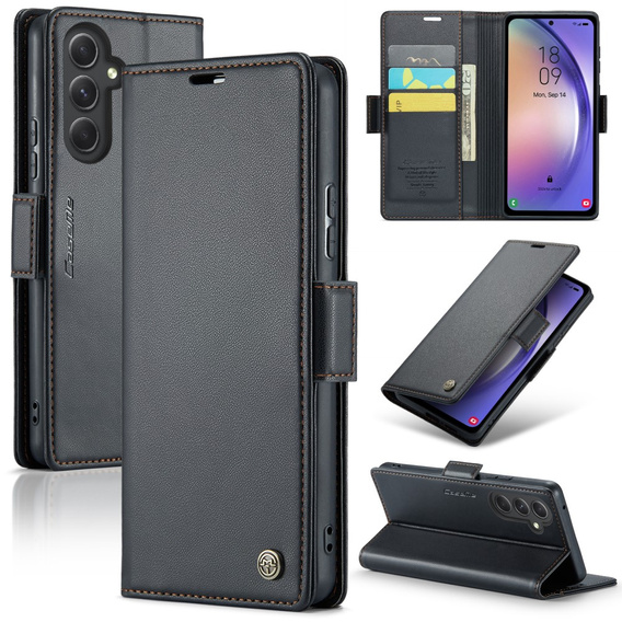 CASEME flip case για Samsung Galaxy A54 5G, Litchi Wallet, μαύρη