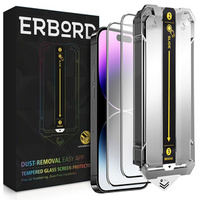 2x Μετριασμένο γυαλί για iPhone 14 Pro, ERBORD Easy App Full Screen Protector