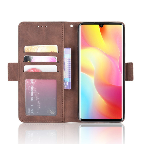 Θήκη με πτερύγιο για Xiaomi Mi Note 10 Lite, Card Slot, καφέ