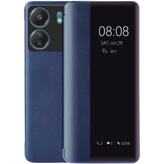 Θήκη για Xiaomi Redmi 13C / Poco C65, με πτερύγιο Side View, μπλε