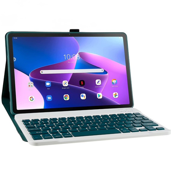 Θήκη + πληκτρολόγιο Lenovo Tab M10 Plus Gen 3 TB-125F TB-128F, σκούρα πράσινη