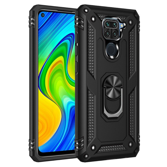 θωρακισμένη θήκη για Xiaomi Redmi Note 9, Nox Case Ring, μαύρη