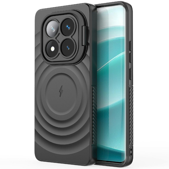 Θήκη για Xiaomi Redmi Note 14 Pro 5G / Xiaomi Poco X7 5G, Ripple Kickstand, για MagSafe, μαύρη