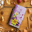 Θήκη με πτερύγιο για Xiaomi Redmi 13C / Poco C65, Wallet, Flowers and Butterflies, μοβ