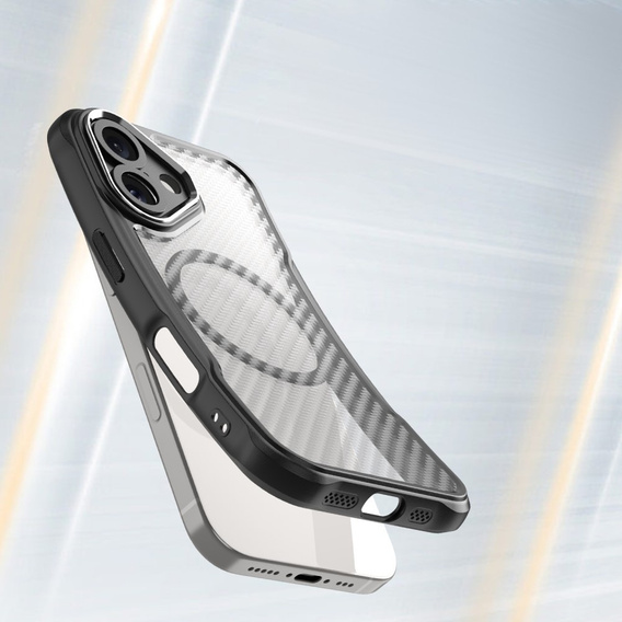 Θήκη για iPhone 16 Plus, Fusion Hybrid Carbon, για MagSafe, μαύρη