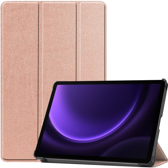 Θήκη για Samsung Galaxy Tab S9 FE, τρίπτυχη, ροζ rose gold 