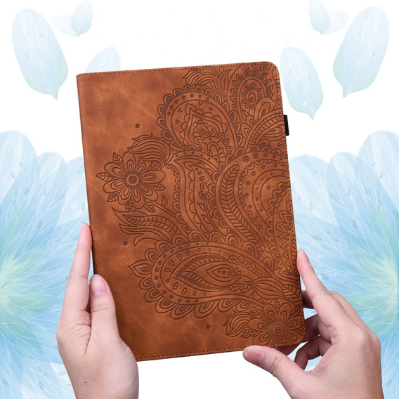 θήκη με πτερύγιο για Xiaomi Redmi Pad SE 11", flower, καφέ