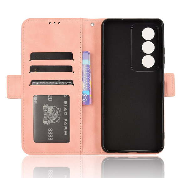 Θήκη με πτερύγιο για Oppo A80, Card Slot, ροζ