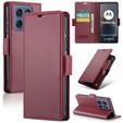 Θήκη για Motorola Edge 60 / 60 Fusion, ERBORD Glossy Litchi, πορτοφόλι με πτερύγιο, κόκκινη