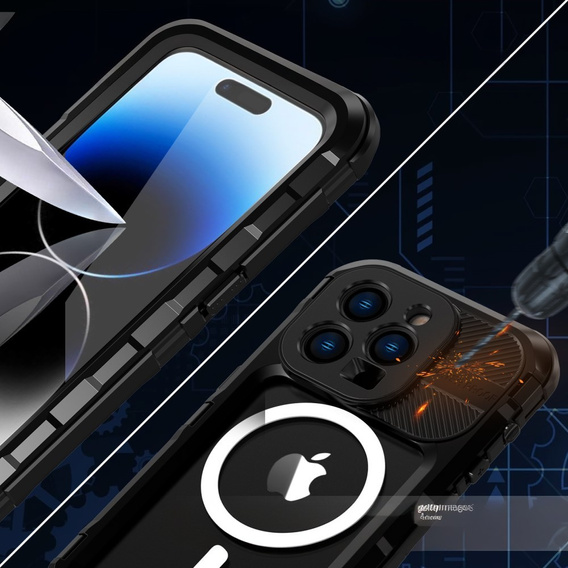 Αδιάβροχη θήκη IP68 για iPhone 14 Pro Max, SHELLBOX MagSafe, μαύρη