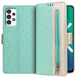 θήκη πτερύγιο για Samsung Galaxy A53 5G, Wallet Pocket Zipper Lace, πράσινη
