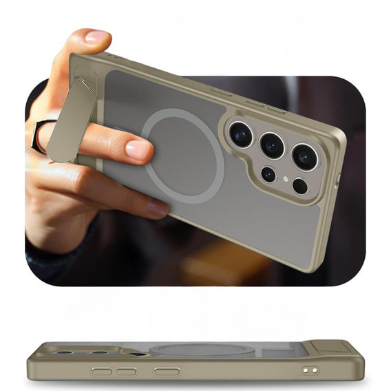 Θήκη για Samsung Galaxy S25 Ultra, Kickstand Matt Case, για MagSafe, γκρι